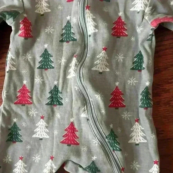 Christmas Tree Footie Sleeper Organic Cotton Size 3-6 months First Christmas - Picture 4 of 8